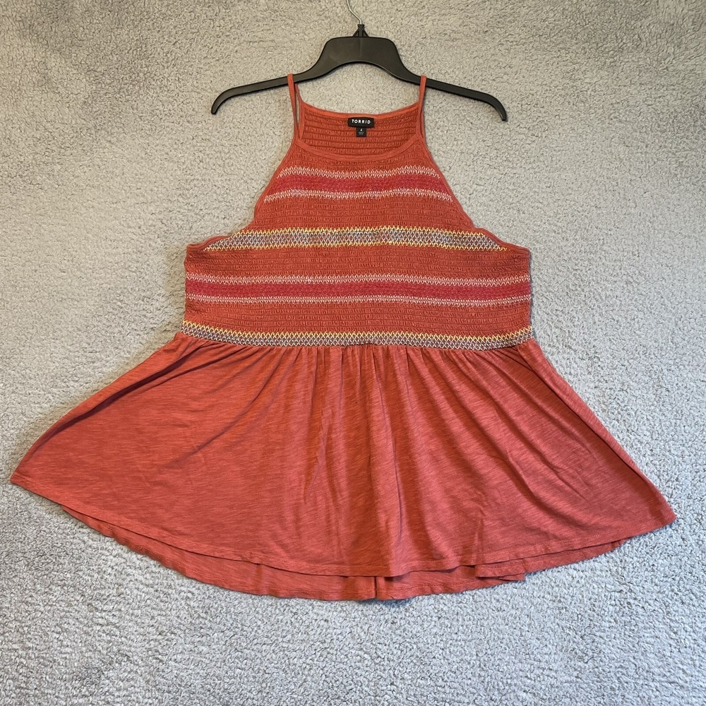 Torrid Women's Size 4 Basic  Orange Solid Cotton Blend Halter Plus